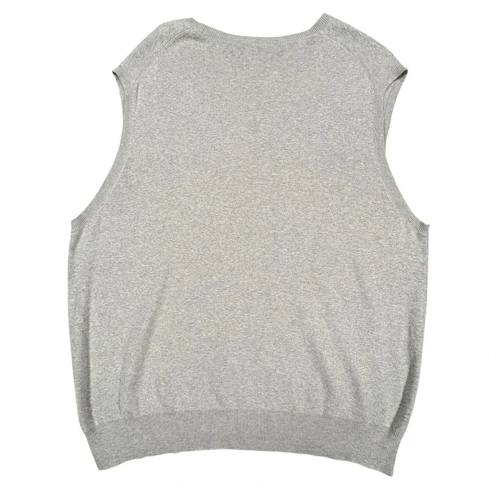 Vintage Polo Ralph Lauren V-Neck Sweater Vest Mens XL Gray Pima Cotton Pony Y2K